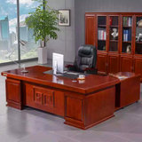 江曼办公家具老板桌总裁桌大班台办公桌油漆实木贴皮经理桌1.8m*0.9m*0.76m