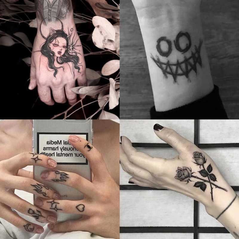 万圣节暗黑小丑鬼脸笑脸纹身贴防水男女持久手臂脖子逼真刺青(默认 30