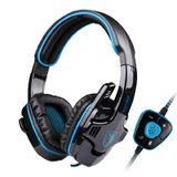 SADES/赛德斯 SA-901usb游戏耳麦 cflol电脑耳机头戴式 重低音 带话筒(蓝色)