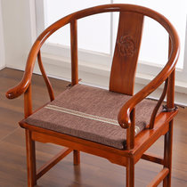 中式古典亚麻椅垫可拆洗四季通用加厚海绵绑带茶艺围椅坐垫餐椅垫(咖啡色)