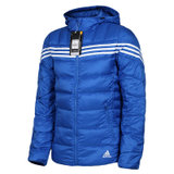 Adidas阿迪达斯羽绒茄克 男子运动鹅绒防风保暖连帽羽绒服AB4629(蓝色 S)