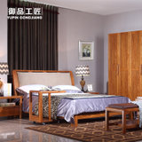 御品工匠 中式床双人床 1.8 实木床中式床高箱储物 婚床 大床 F100A（无软靠）(普通床 1500mm*1900mm)