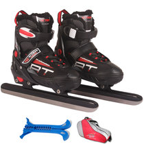 动感冰刀鞋成人溜冰鞋儿童可调速滑刀男女真冰滑冰水冰鞋253B(红黑色 L码(40-43))