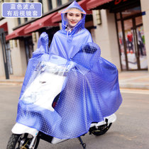 单人雨衣电动摩托车电瓶车雨衣成人非一次性雨披骑行全身防雨(蓝色波点 5XL)