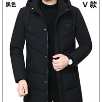 爸爸装外套中老年棉衣男品质加厚保暖棉衣中年人男士冬季棉服男装(黑色1 （品质加厚款）款式一 V款 5XL 5XL适合175-200斤)