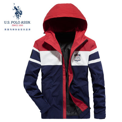 U.S.POLO ASSN.(美国马球协会)男士轻质防风夹克户外青年商务休闲拼色冲锋衣(粉红色 M) U.S.POLO ASSN.(美国马球协会)男士轻质防风夹克户外青年商务休闲拼色冲锋衣(粉红色 M)