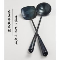 手工锻打锅铲子传统铁锅适用铁铲子勺套装炒菜健康厨房家用(一套)
