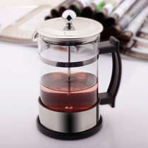 思柏飞不锈钢滤压壶家用咖啡壶 玻璃咖啡壶耐热冲茶器 可拆洗茶壶 耐热玻璃冲茶器 350ml(350ml)