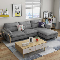 紫茉莉北欧沙发风格小户型三人位客厅组合现代简约布艺沙发实木整装家具(麻布/绒布（颜色备注） 三人位（2.1米）)