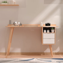一米色彩 电脑桌 实木书桌卧室学习桌书架组合书柜一体家用写字桌办公桌 胡桃色单桌（1.4米）