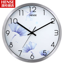 汉时(Hense) 钟表挂钟客厅 简约静音大挂钟 时尚创意12寸石英钟HW37(冰蓝银色12寸)