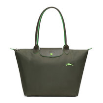 Longchamp女士墨绿色大号拉链尼龙刺绣奔马围标托特包1899619墨绿色 时尚百搭