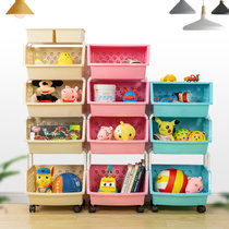 宝宝儿童零食玩具架收纳神器厨房置物架储物收纳柜整理架家用大全(蓝色 5005三层+盖板+轮子)