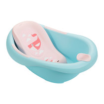 茶花儿童浴盆塑料婴儿洗澡盆小孩可坐可躺宝宝大号防滑洗澡架用品(蓝色)