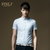 PINLI品立 2014夏季新款时尚男装 修身波点短袖衬衫男衬衣潮 8704(浅蓝色  L 175 )