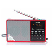 德生（Tecsun）D3 调频收音机+数字音频播放器 插卡收音机老年人插卡MP3迷你小音箱响便携半导体(红色 配4GTF卡+电源)
