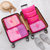 韩版旅行收纳袋六件套套装行李箱衣物整理内衣收纳包洗漱包tp8695(玫红色)