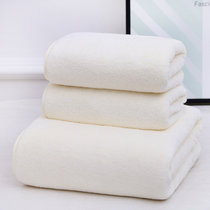 斜月三星 珊瑚绒毛巾浴巾三件套（2条毛巾+1条浴巾）组合套装(黄色珊瑚绒三件套)
