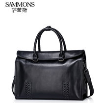 SAMMONS 萨蒙斯 新款时尚经典男士潮流手提包横款头层牛皮商务公文包斜挎包