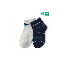 巴拉巴拉儿童袜子 中大童棉袜秋季薄款男童中筒袜运动袜两双装棉(165cm 蓝灰色调)