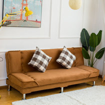 小户型布艺沙发简易客厅可折叠沙发单人双人三人沙发出租房沙发床(四人座长度1.8米：带2个抱枕 深咖啡-绒布)