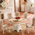 拉斐曼尼 FT005 欧式餐桌 法式实木餐椅 描银雕花 一桌四椅组合(餐桌 1.2米红玉餐桌)