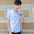 男装短袖衬衫 修身时尚船锚印花商务休闲短袖衬衣(蓝色 XL)