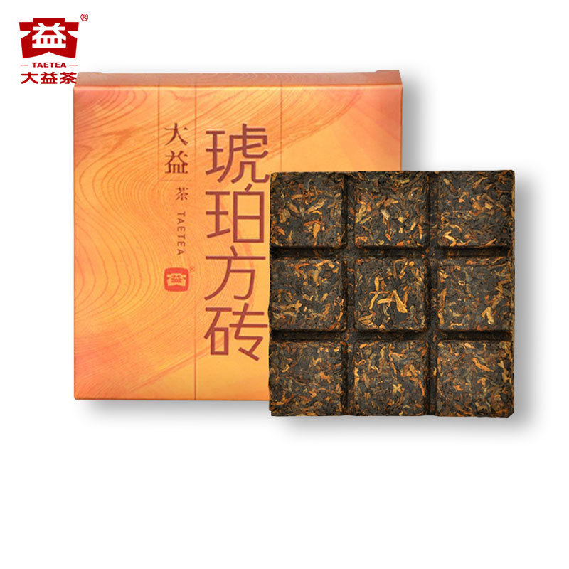 大益普洱茶熟茶琥珀方砖云南勐海茶厂砖茶2014年1401批次60g单片单盒