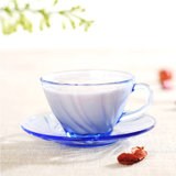 DURALEX多莱斯 法国进口 耐热钢化玻璃餐具咖啡杯碟套装(浅蓝色)