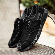 菲丽祺男士帆布鞋夏季新款韩版休闲鞋低帮板鞋学生透气布鞋(黑色【A33】 43)