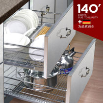 阿萨斯 平拉式 双层不锈钢线拉篮 厨房橱柜抽屉置物 碗碟架(900柜碗篮1个)