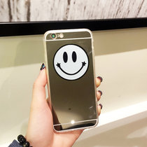 亿和源iPhone7韩国笑脸镜面手机壳苹果7plus保护套情侣防摔壳(银色星星-i7P)