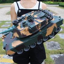 超大型儿童充电遥控坦克战车玩具汽车模型可发射子弹履带金属炮管儿童礼物(迷彩绿 双电配置送礼包+400子弹)