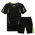 男式夏季短袖速干衣POLO衫健身跑步运动休闲套装男大码(黑色 5XL)