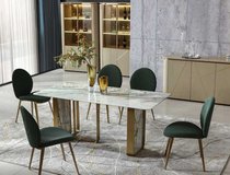 法卡萨 臻品生活 身份象征  现代欧式餐美式实木简美圆形餐台餐厅家具8266(蓝金砂)