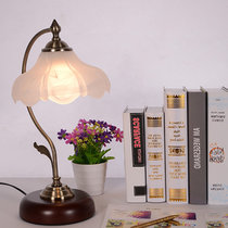 卧室欧式复古床头灯玻璃灯罩餐厅书房客厅装饰台灯个性老上海灯饰(带9W光源)