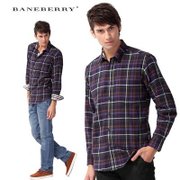 baneberry法兰绒磨毛格子长袖衬衫10084(紫格 38)
