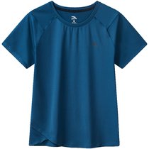 安踏速干跑步T恤女透气训练运动短袖健身服上衣【2022款】M蓝色系 冰丝体恤