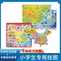中国+世界儿童版地图+少儿中国地图拼图背面附大富翁游戏配专业地理知识多功能地理知识教具3-6-9-12岁儿童玩具锻炼孩子