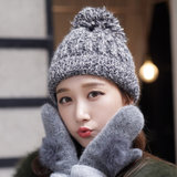 帽子女冬天韩版潮羊毛针织帽可爱毛球毛线帽护耳保暖套头帽677888(浅灰色 弹力均码)