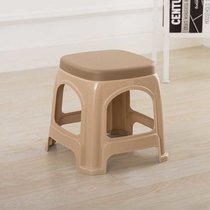 加厚塑料凳子家用板凳高凳时尚简约客厅餐桌塑胶椅经济型胶凳椅子(2个 中号卡其色带盖（高29.5CM）)