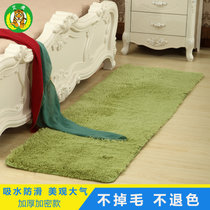 艾虎纯色加厚丝毛客厅茶几卧室床边毯飘窗地毯(草绿 40*120cm)