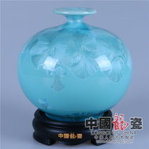 花瓶摆件德化陶瓷开业礼品客厅办公摆件中国龙瓷16cm天地方圆(绿结晶)JJY0105