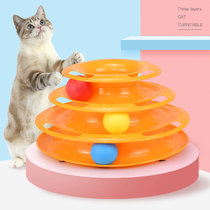 憨憨乐园猫咪玩具三层猫转盘塑料三层 颜色随机