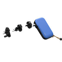 IDMIX自带2根线三合一充电宝10000毫安带Type-c线适用苹果20W华为(蓝色（含国际转换头套装）)
