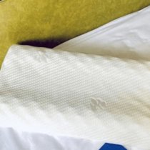 泰国乳胶枕头一对天然橡胶枕芯记忆枕家用单人护颈低枕双人睡(乳胶枕成人款35*55一只带枕套)