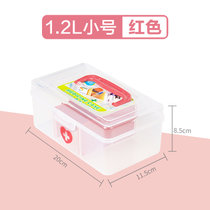 茶花小号手提收纳箱塑料食品玩具箱化妆工具箱实用整理百纳盒药箱(1.2L粉红 多种款式任选)
