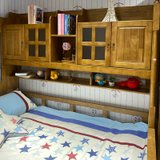 安居汇衣柜床橡胶木美式实木衣柜床1.5米组合床 1600*2040*1900