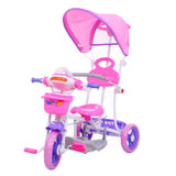舒贝乐3107儿童三轮车带手推杆、遮阳棚、脚踏板、带音乐(粉色)