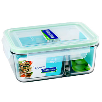 Glasslock韩国进口钢化玻璃分隔保鲜盒耐热微波炉专用饭盒 真快乐厨空间